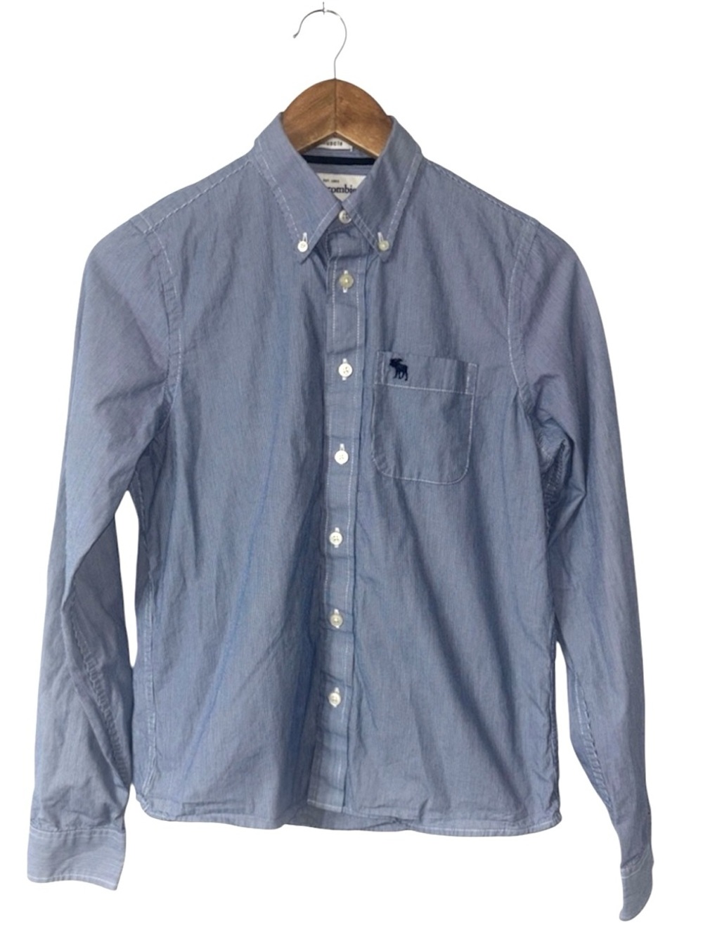 Abercrombie & Fitch Kids Blue Button-Down Formal Shirt Cotton Size Boys XL